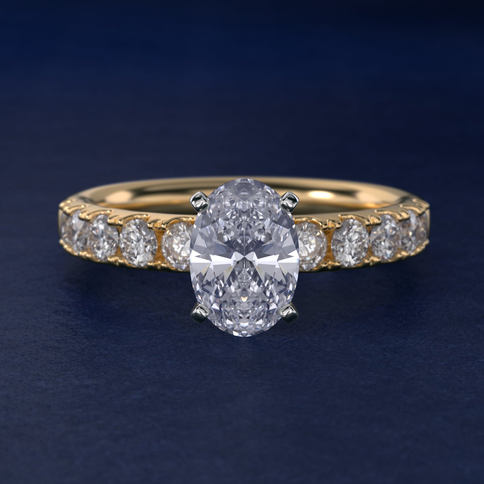 Riviera PavŽ Diamond Engagement Ring in 18k Yellow Gold (5/8 ct. tw.) - Oval Center
