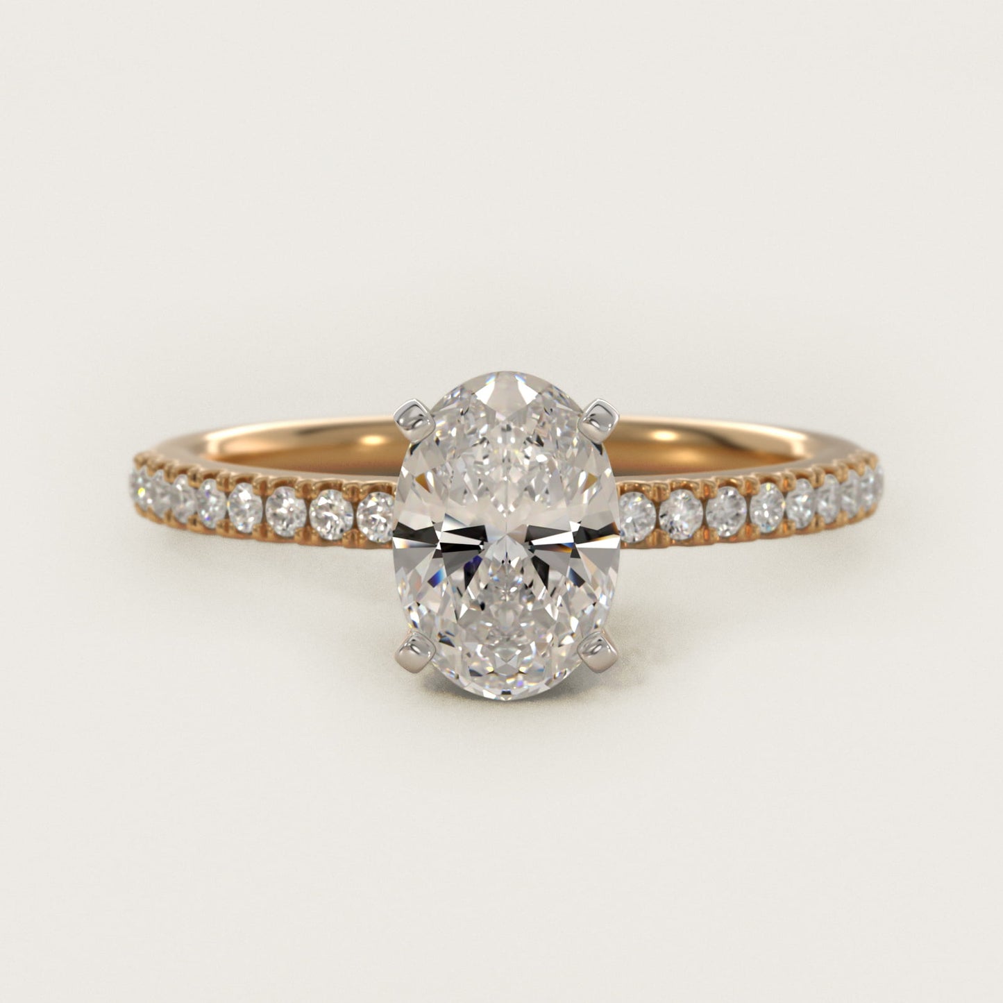Riviera PavŽ Diamond Engagement Ring in 14K Yellow Gold (1/6 ct. tw.) - Oval Center