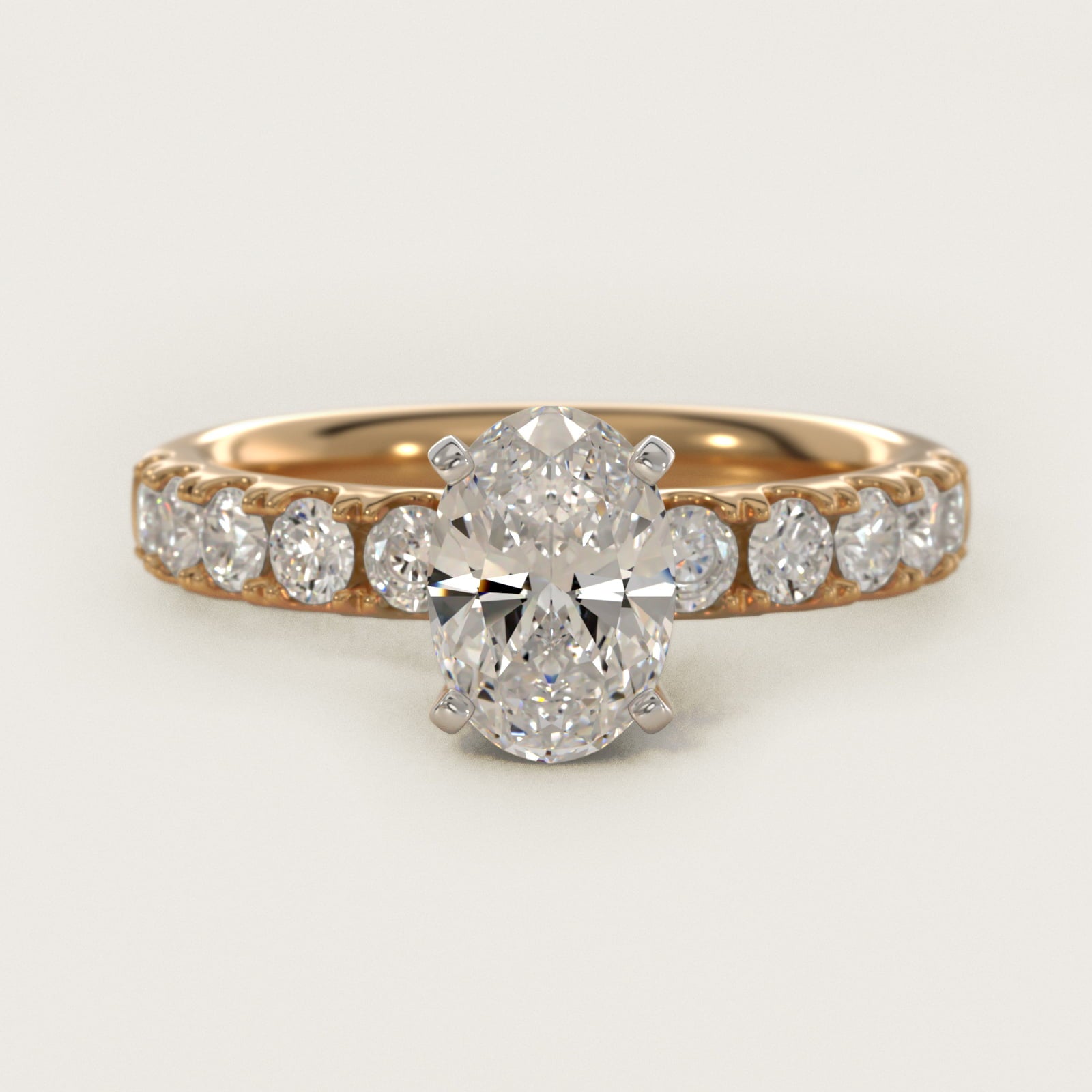Riviera PavŽ Diamond Engagement Ring in 18k Yellow Gold (5/8 ct. tw.) - Oval Center