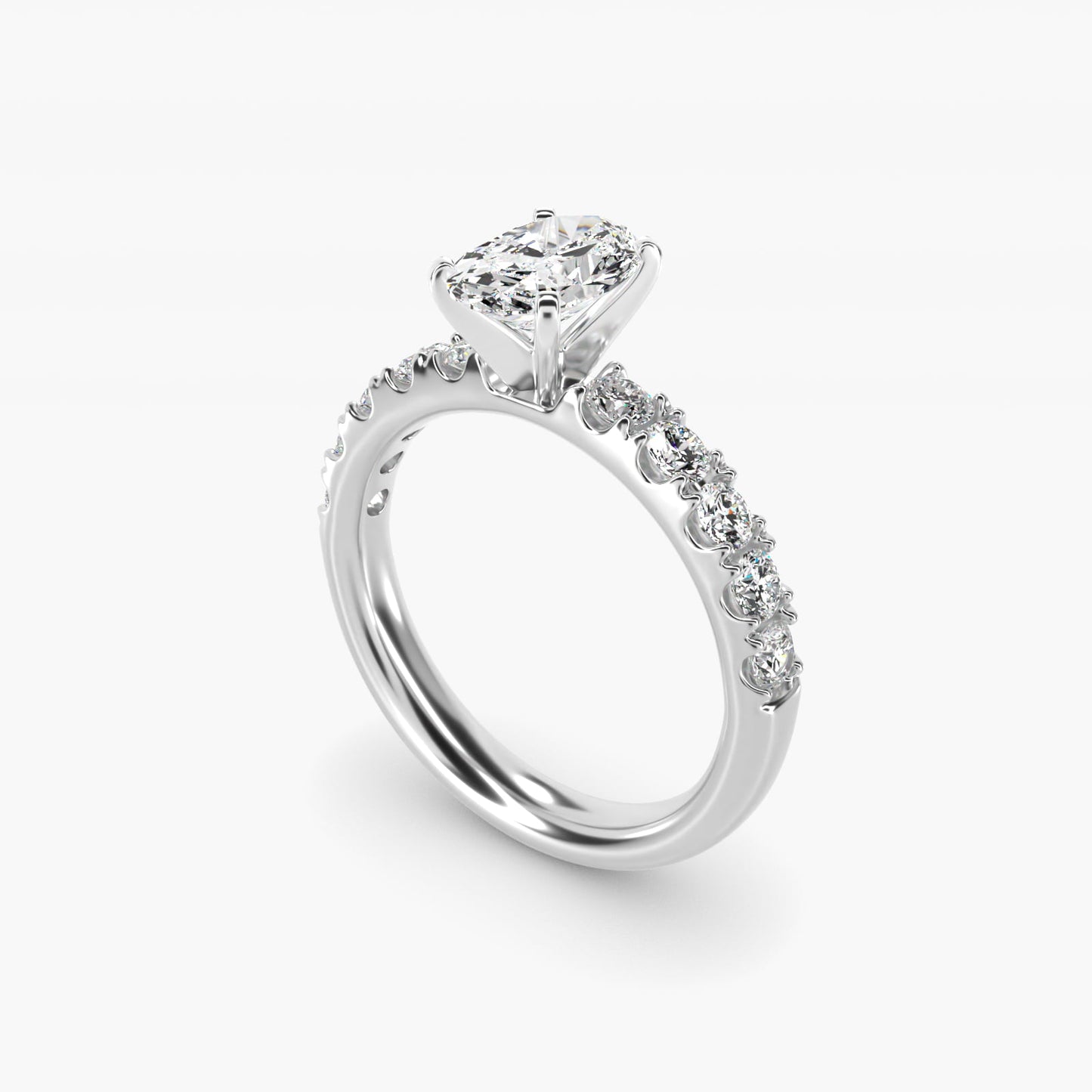 Riviera PavŽ Diamond Engagement Ring in Platinum (5/8 ct. tw.) - Oval Center