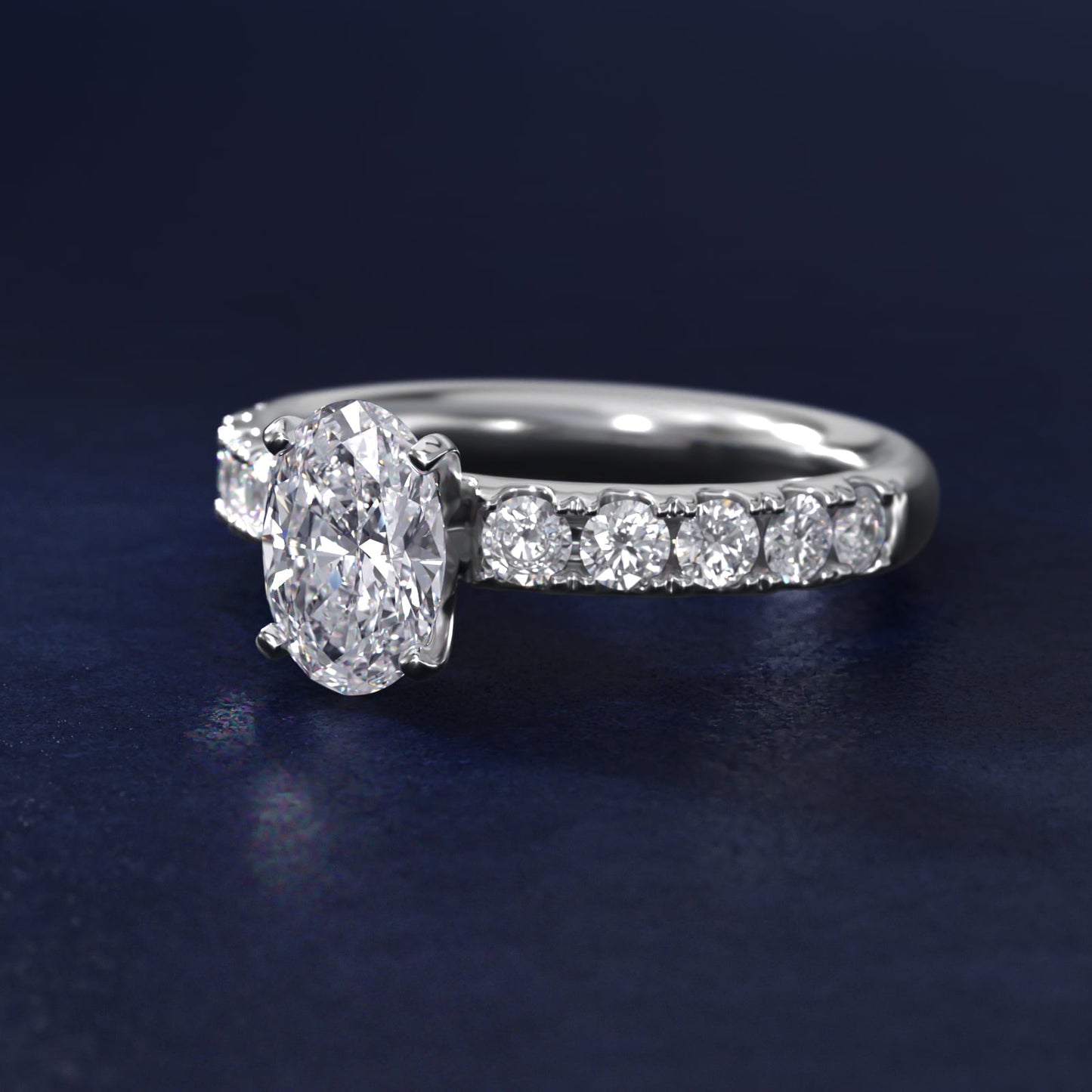 Riviera PavŽ Diamond Engagement Ring in Platinum (5/8 ct. tw.) - Oval Center