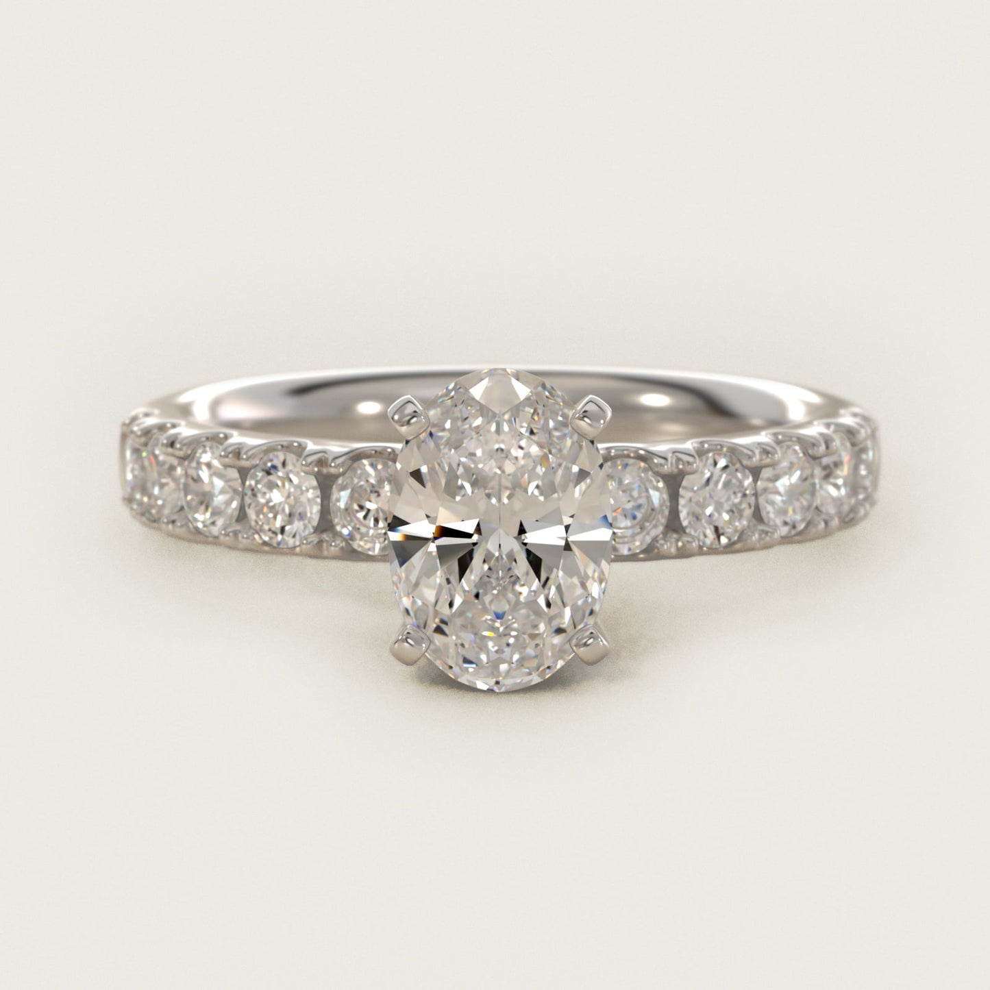Riviera PavŽ Diamond Engagement Ring in Platinum (5/8 ct. tw.) - Oval Center