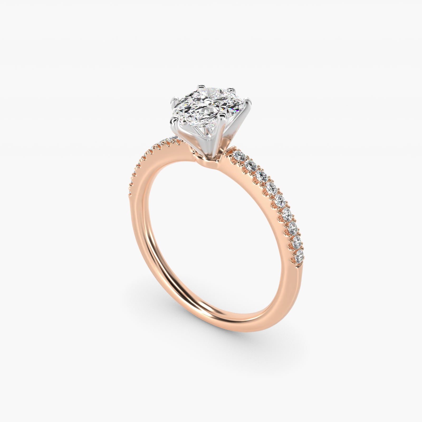 Riviera PavŽ Diamond Engagement Ring in 14k Rose Gold (1/6 ct. tw.) - Pear Center