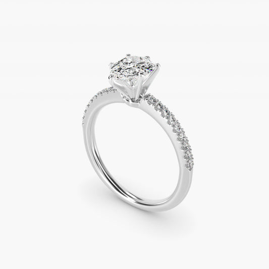 Riviera PavŽ Diamond Engagement Ring in 14k White Gold (1/6 ct. tw.) - Pear Center