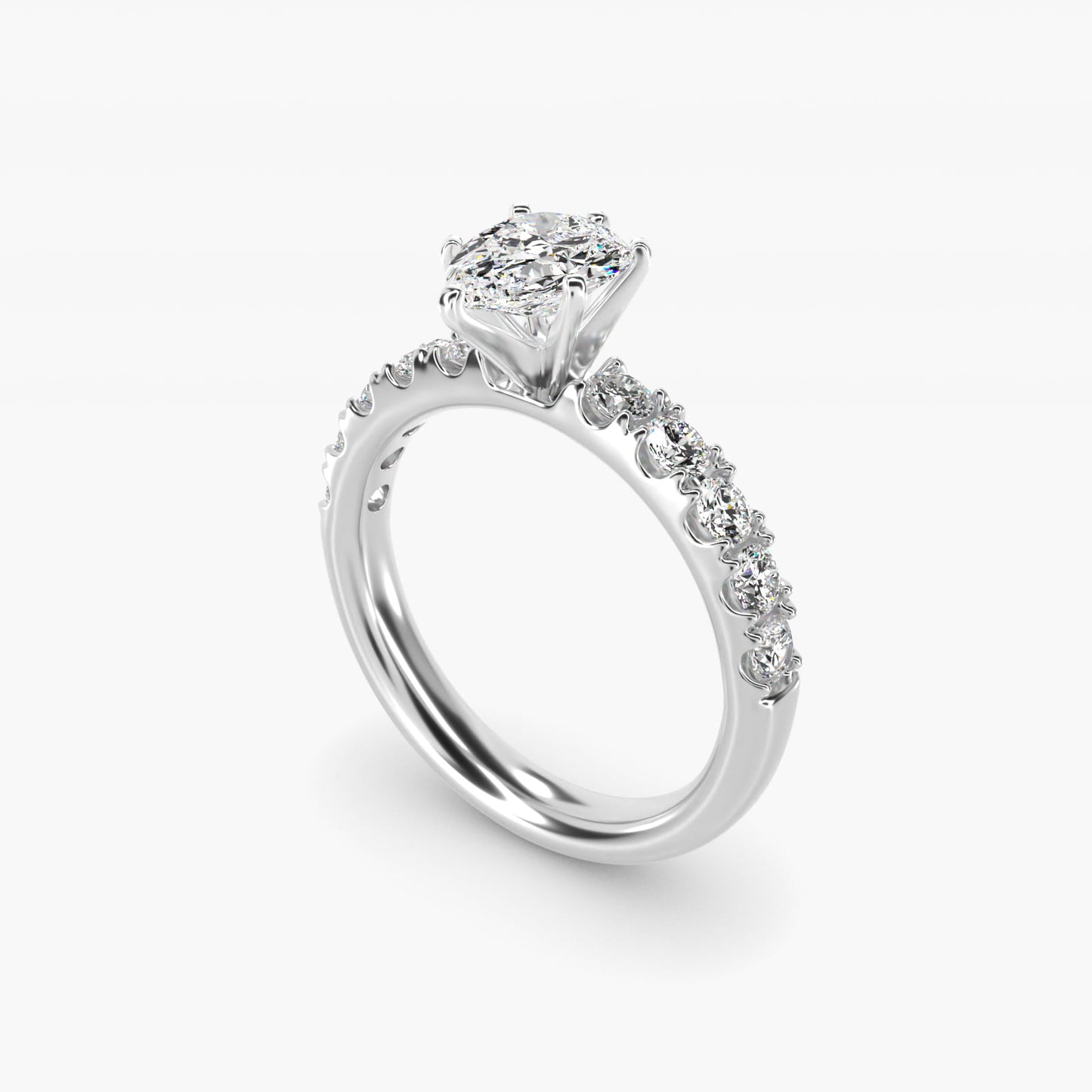 Riviera PavŽ Diamond Engagement Ring in 18k White Gold (5/8 ct. tw.) - Pear Center