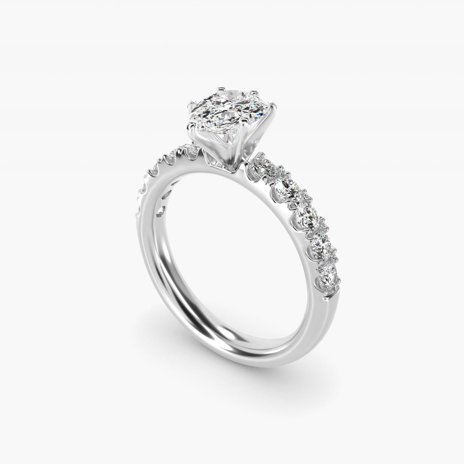 Riviera PavŽ Diamond Engagement Ring in Platinum (5/8 ct. tw.) - Pear Center