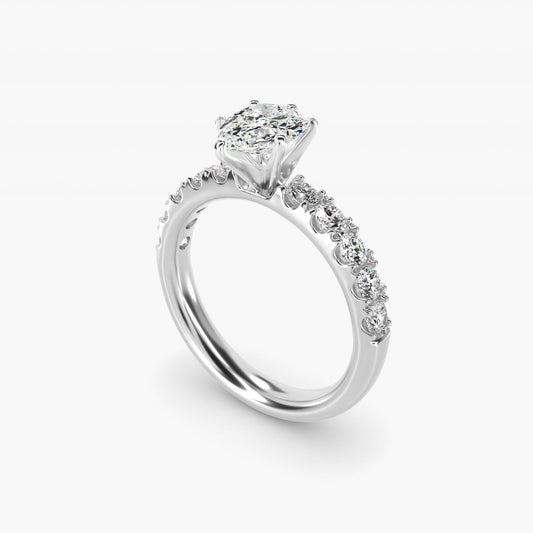 Riviera PavŽ Diamond Engagement Ring in Platinum (5/8 ct. tw.) - Pear Center