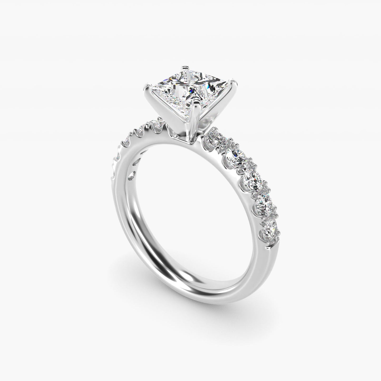 Riviera PavŽ Diamond Engagement Ring in Platinum (5/8 ct. tw.) - Princess Center