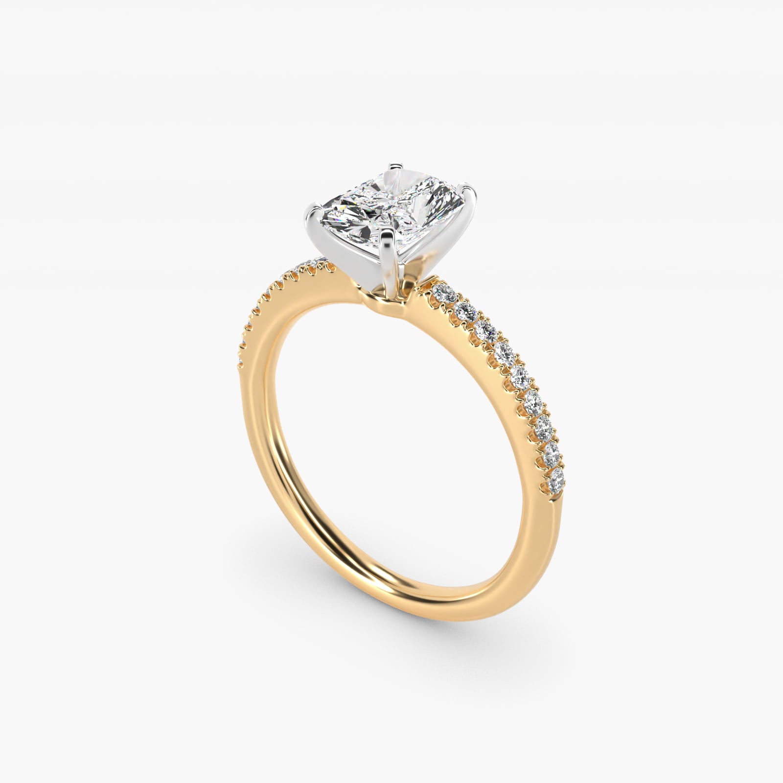 Riviera PavŽ Diamond Engagement Ring in 14K Yellow Gold (1/6 ct. tw.) - Radiant Center