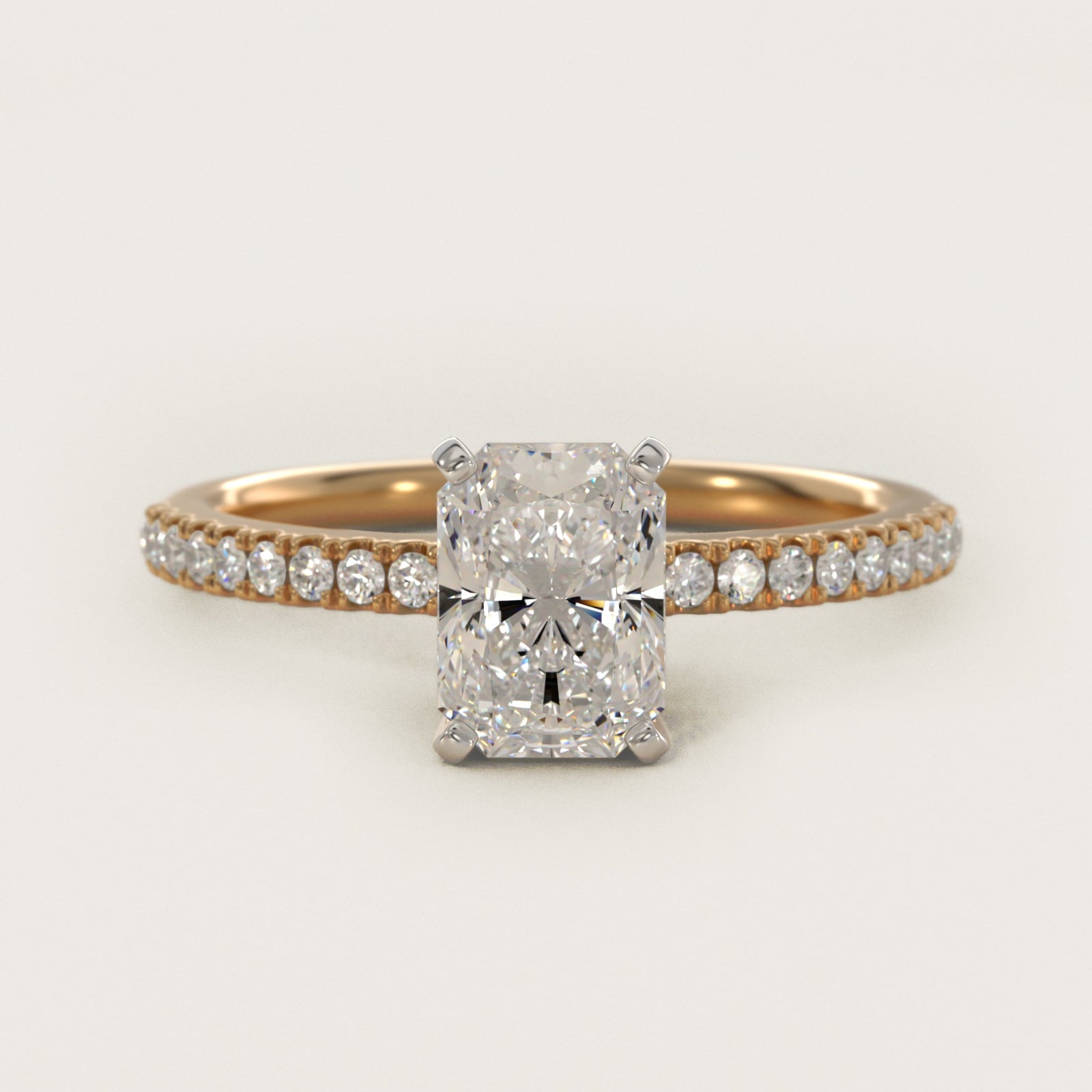 Riviera PavŽ Diamond Engagement Ring in 14K Yellow Gold (1/6 ct. tw.) - Radiant Center