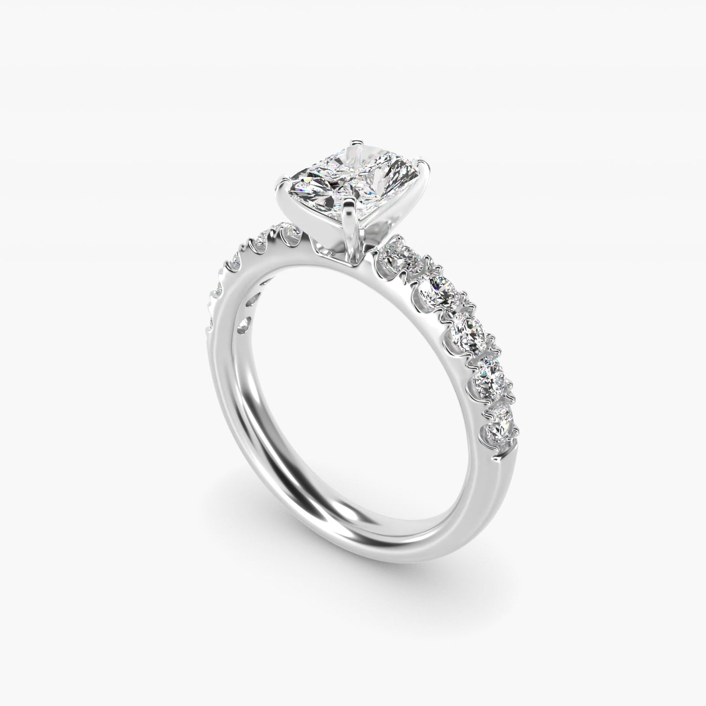 Riviera PavŽ Diamond Engagement Ring in Platinum (5/8 ct. tw.) - Radiant Center