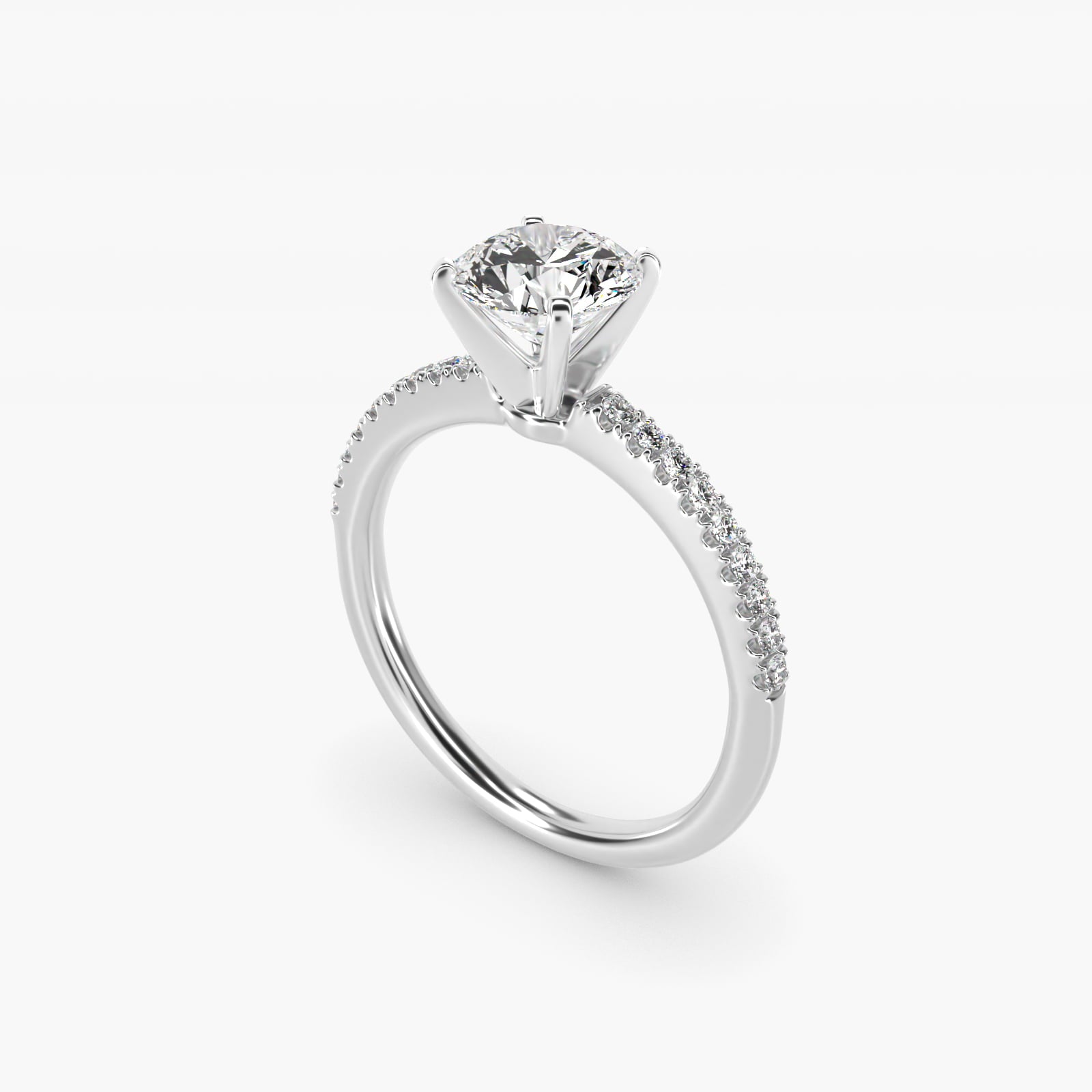 Riviera PavŽ Diamond Engagement Ring in 14k White Gold (1/6 ct. tw.) - Round Center