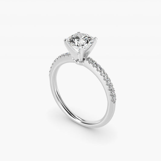 Riviera PavŽ Diamond Engagement Ring in 14k White Gold (1/6 ct. tw.) - Round Center