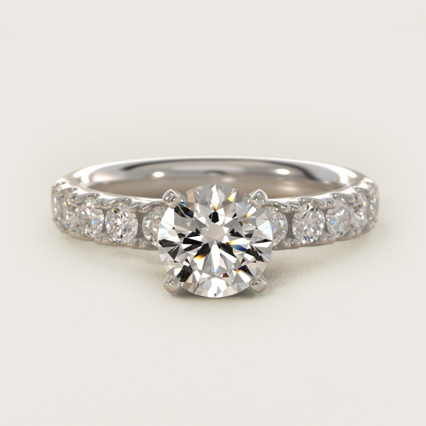Riviera PavŽ Diamond Engagement Ring in Platinum (5/8 ct. tw.) - Round Center