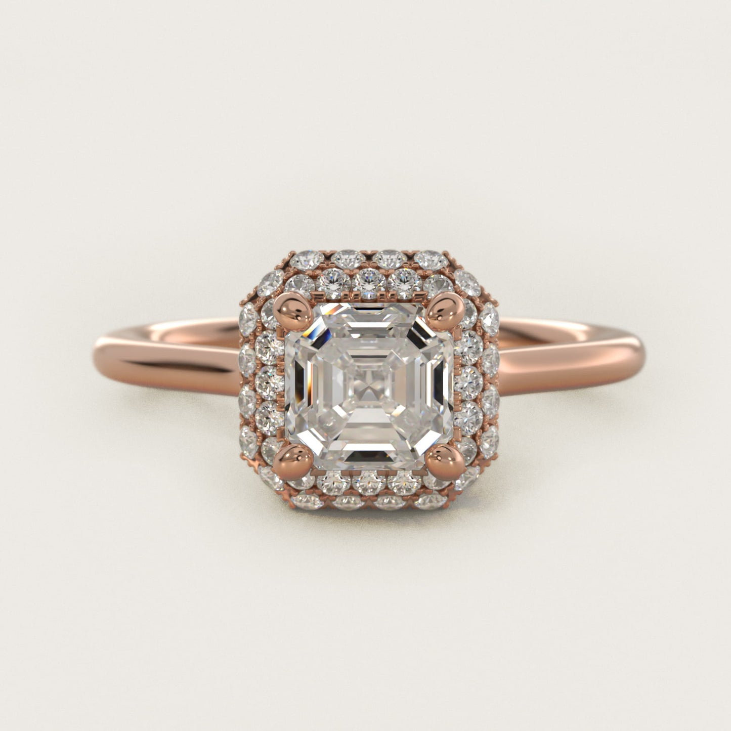Rollover Halo Diamond Basket Engagement Ring in 14k Rose Gold (3/8 ct. tw) - Asscher Center