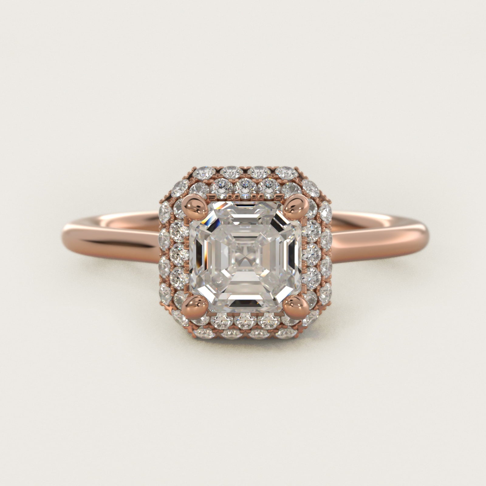 Rollover Halo Diamond Basket Engagement Ring in 14k Rose Gold (3/8 ct. tw) - Asscher Center