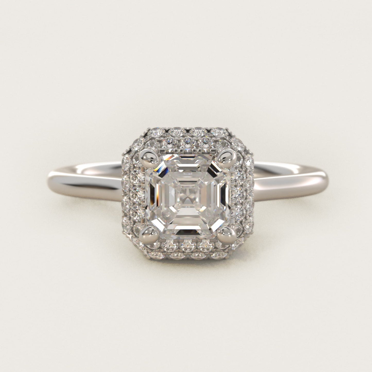 Rollover Halo Diamond Basket Engagement Ring in 14k White Gold (3/8 ct. tw) - Asscher Center