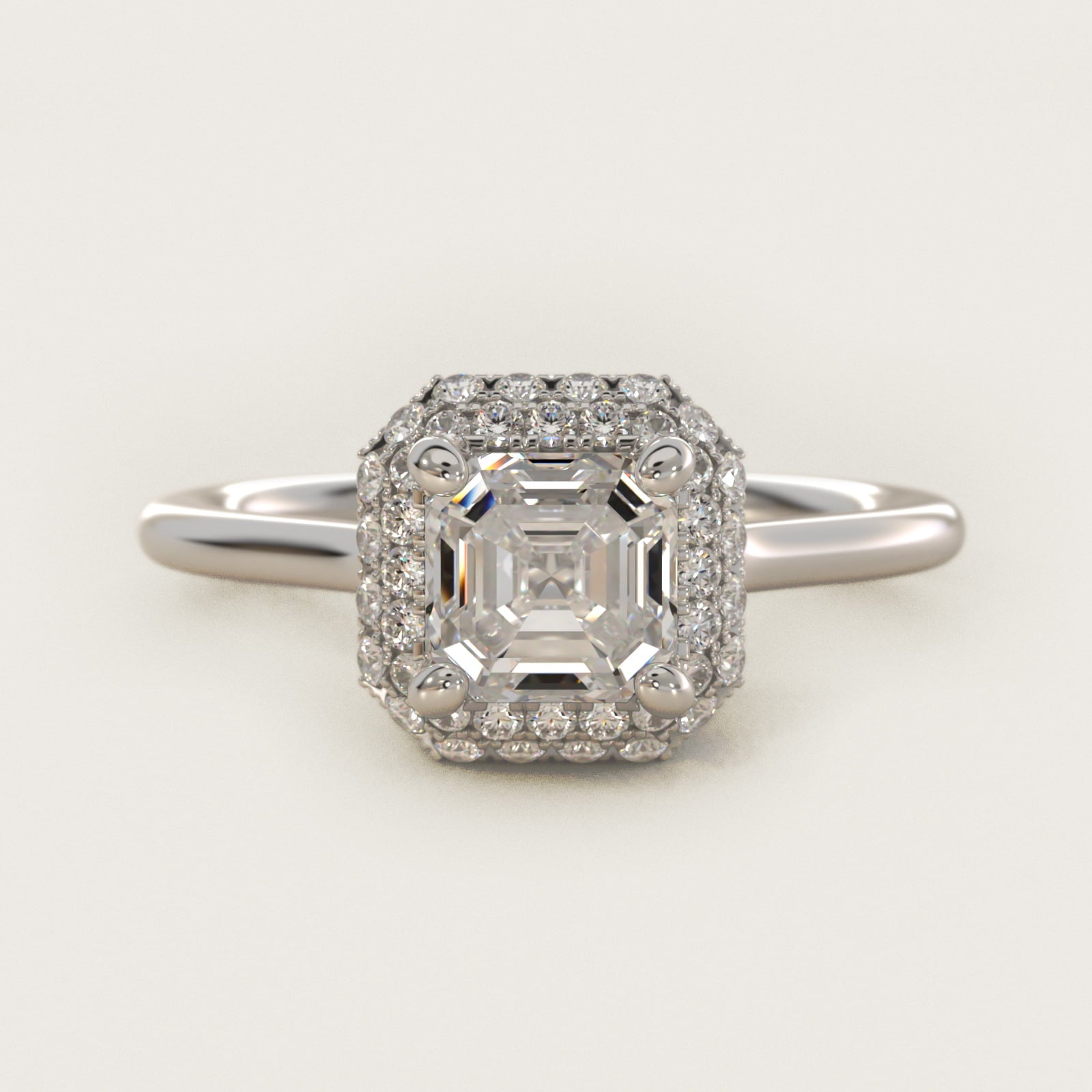 Rollover Halo Diamond Basket Engagement Ring in 14k White Gold (3/8 ct. tw) - Asscher Center