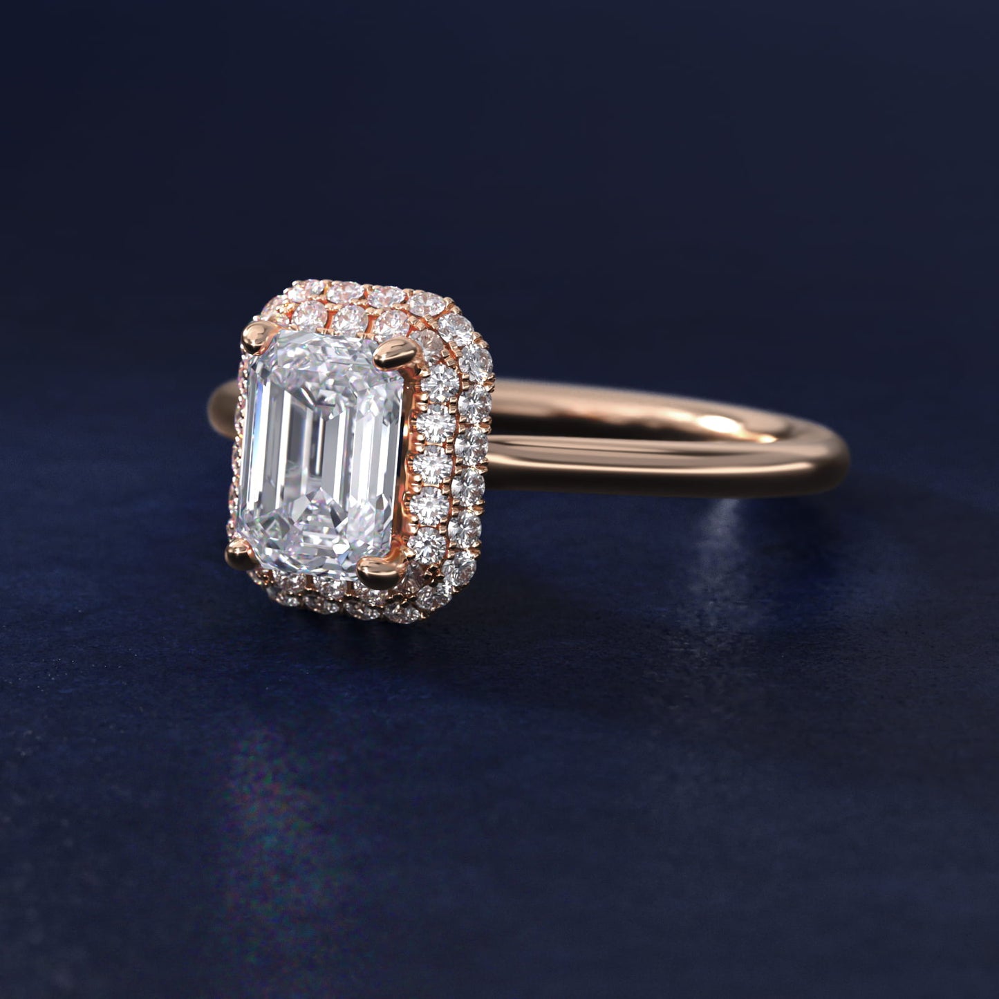 Rollover Halo Diamond Basket Engagement Ring in 14k Rose Gold (3/8 ct. tw) - Emerald Center