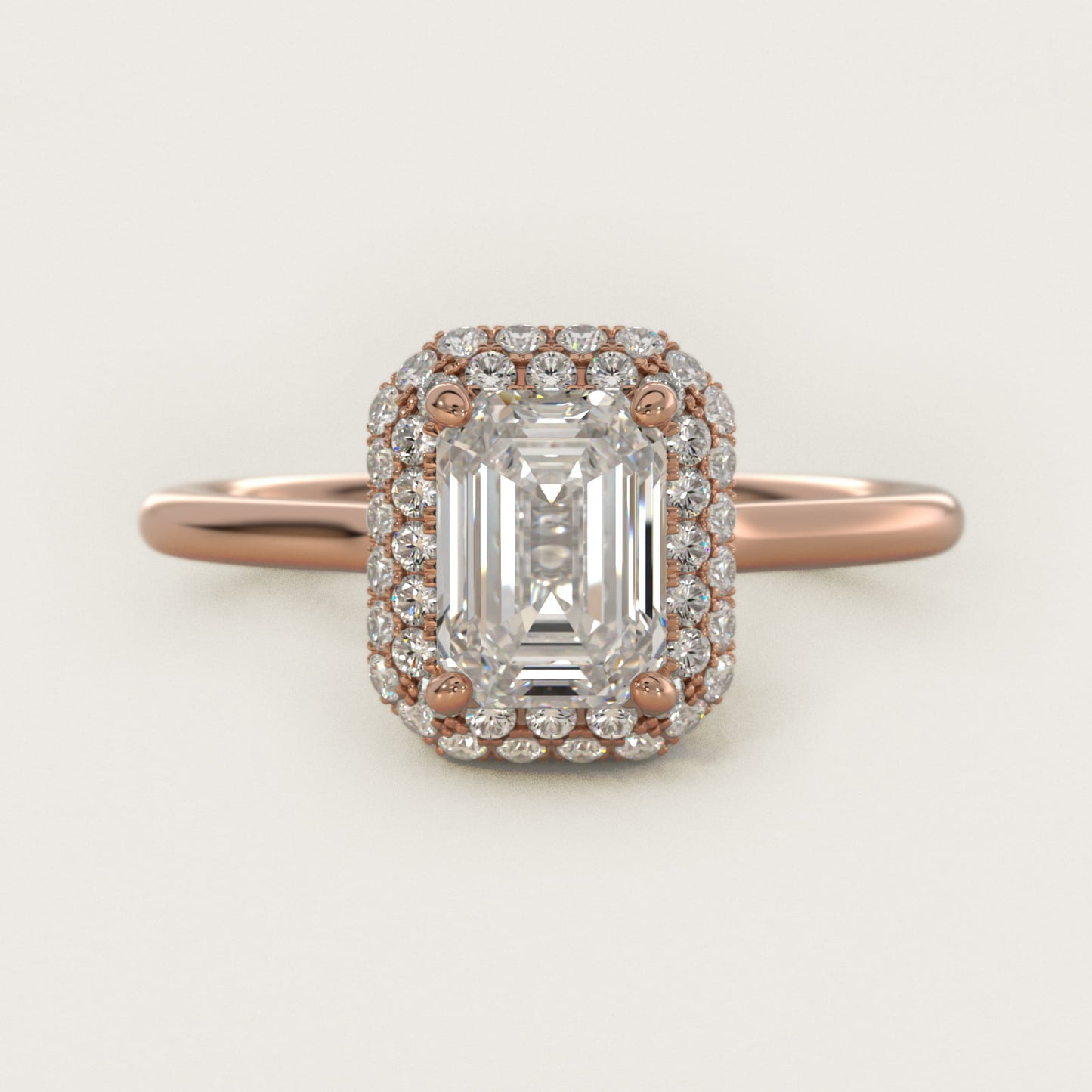 Rollover Halo Diamond Basket Engagement Ring in 14k Rose Gold (3/8 ct. tw) - Emerald Center