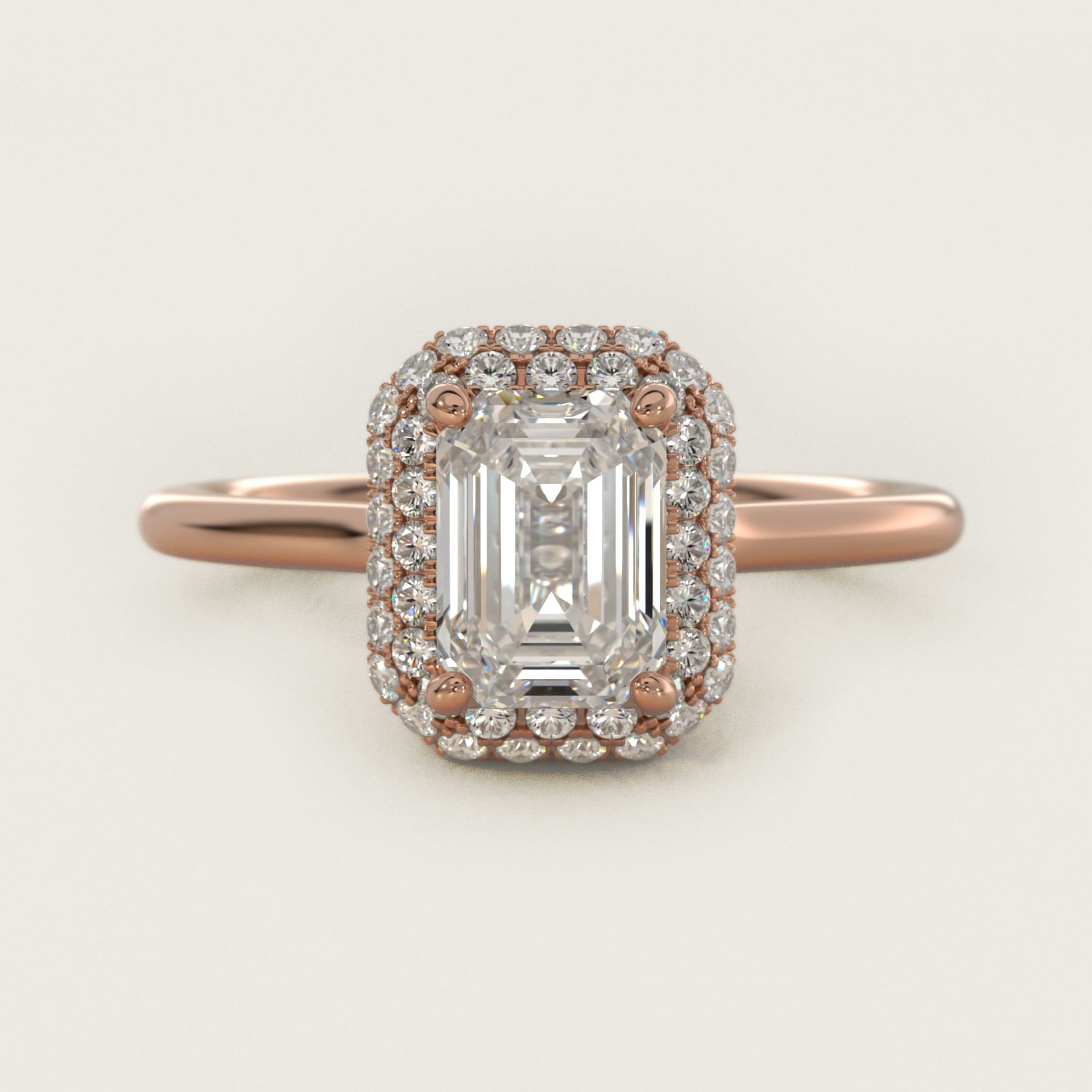 Rollover Halo Diamond Basket Engagement Ring in 14k Rose Gold (3/8 ct. tw) - Emerald Center