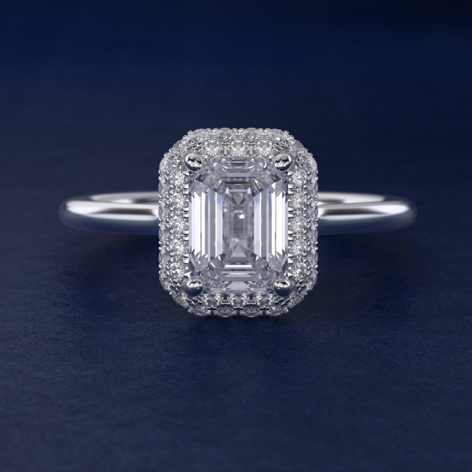 Rollover Halo Diamond Basket Engagement Ring in 14k White Gold (3/8 ct. tw) - Emerald Center