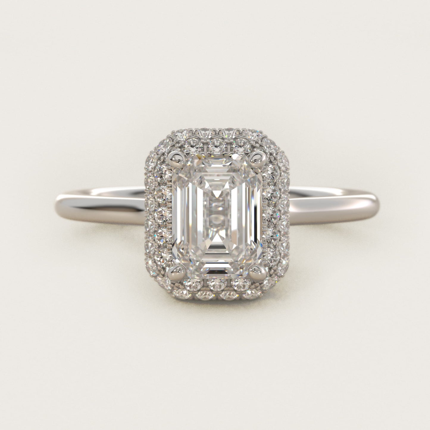 Rollover Halo Diamond Basket Engagement Ring in 14k White Gold (3/8 ct. tw) - Emerald Center