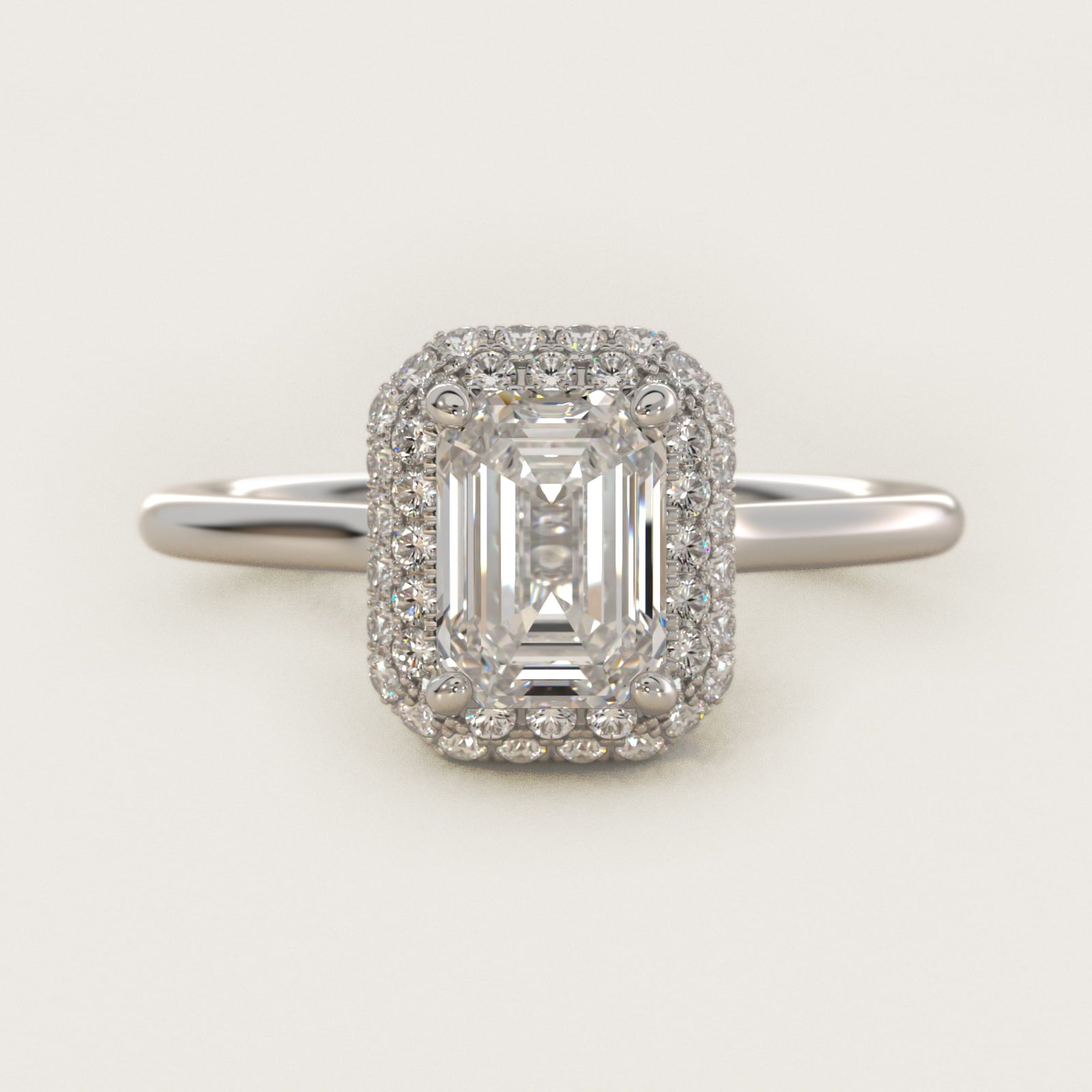Rollover Halo Diamond Basket Engagement Ring in 14k White Gold (3/8 ct. tw) - Emerald Center