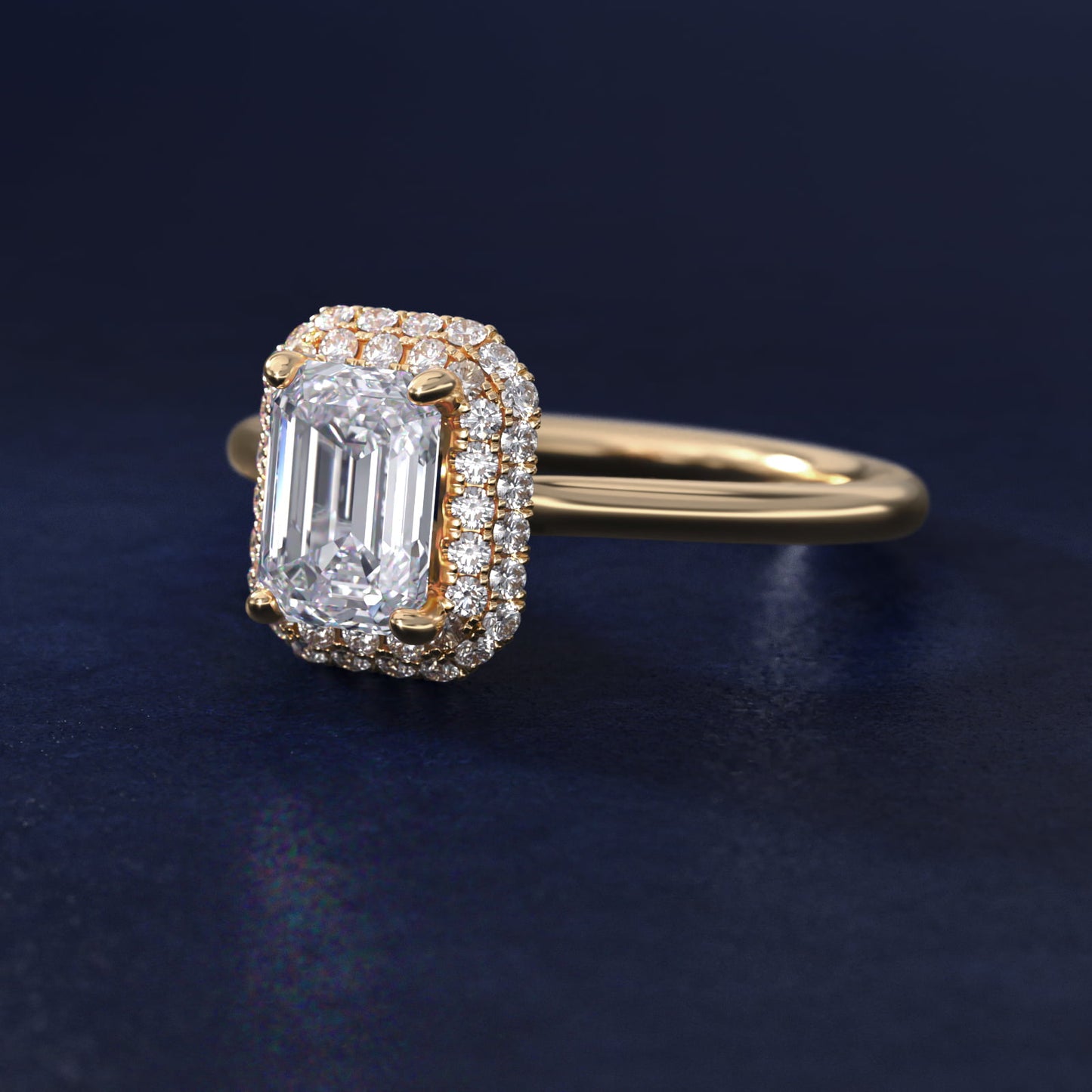 Rollover Halo Diamond Basket Engagement Ring in 14k Yellow Gold (3/8 ct. tw) - Emerald Center