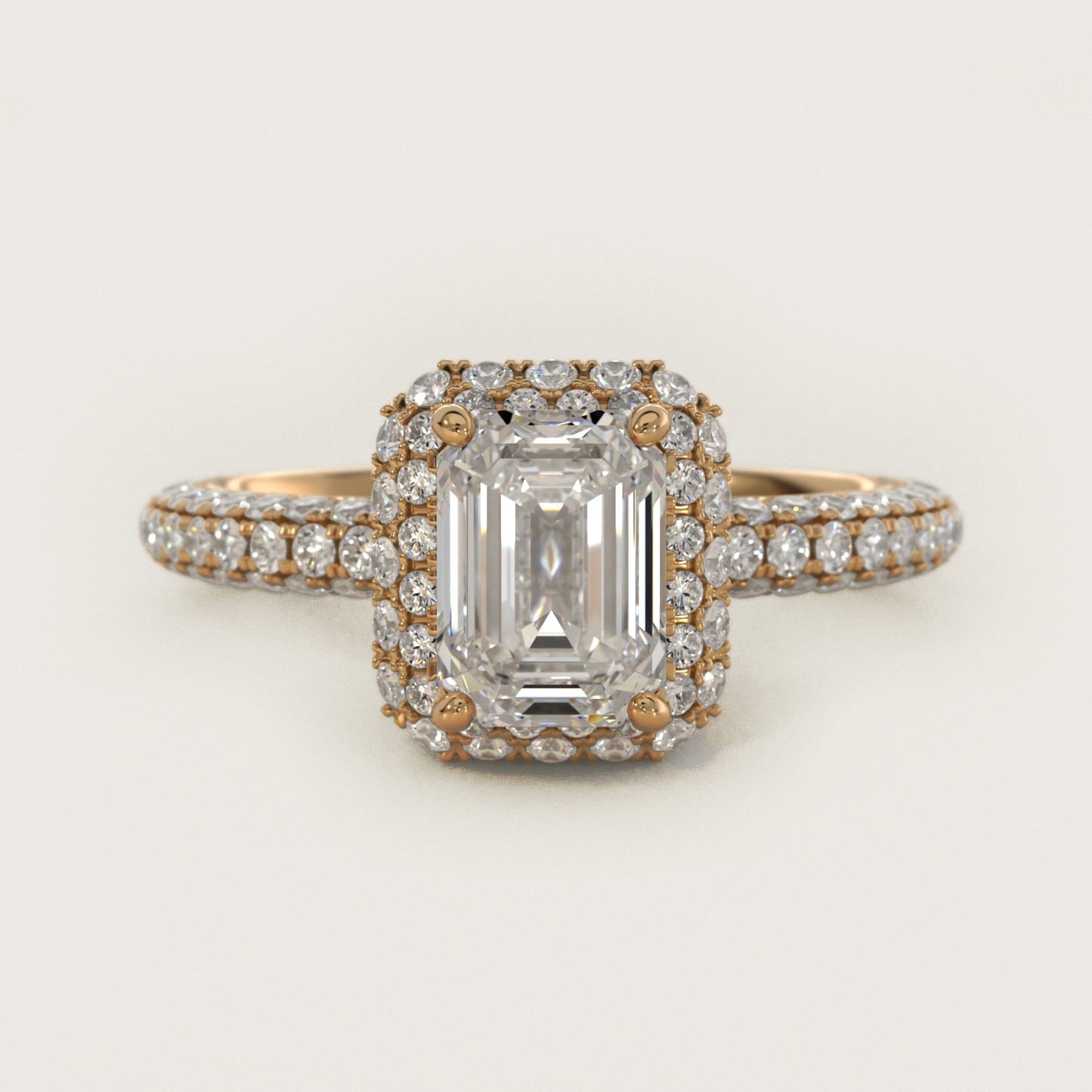 Rollover Halo Diamond Basket Engagement Ring in 18k Yellow Gold (3/8 ct. tw) - Emerald Center