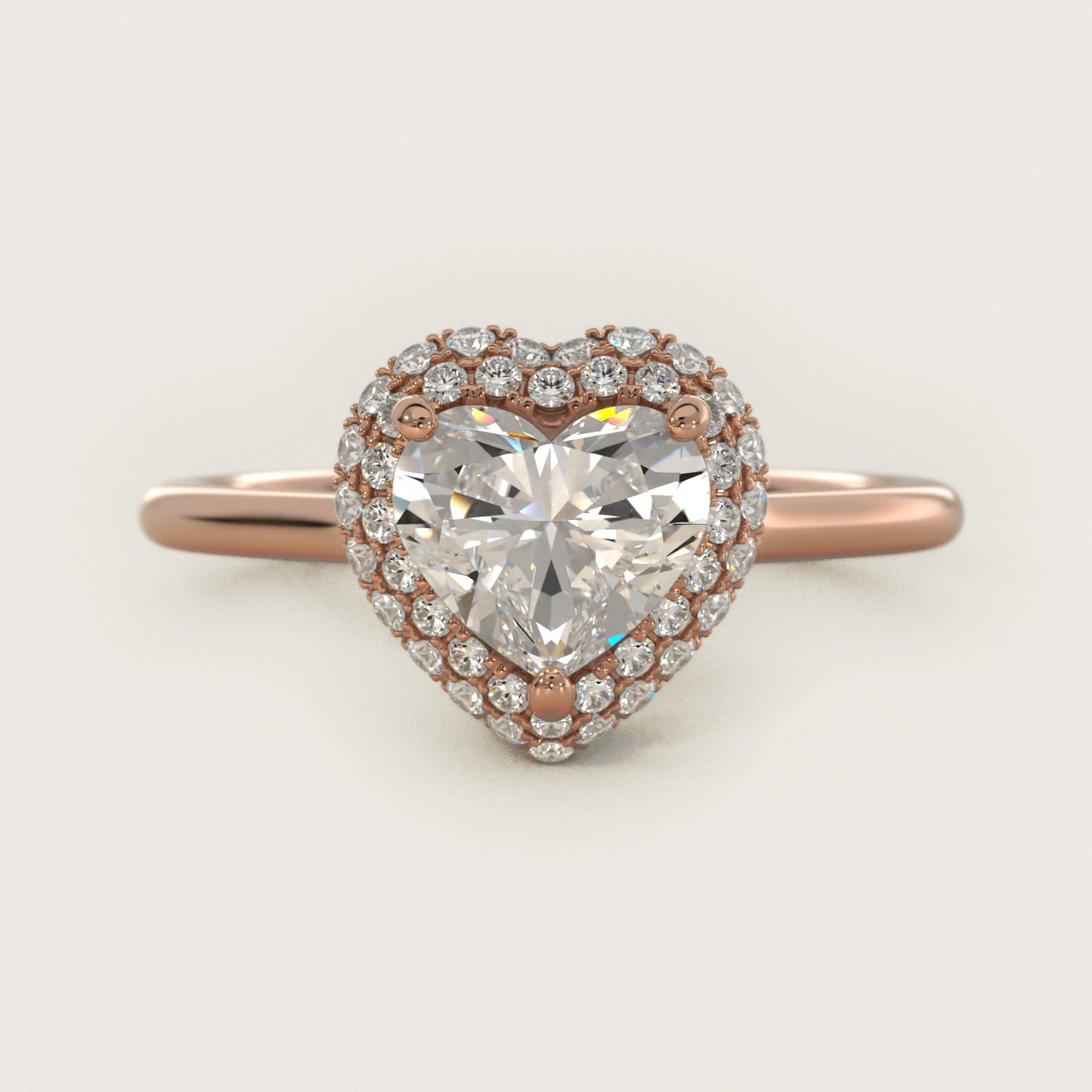 Rollover Halo Diamond Basket Engagement Ring in 14k Rose Gold (3/8 ct. tw) - Heart Center
