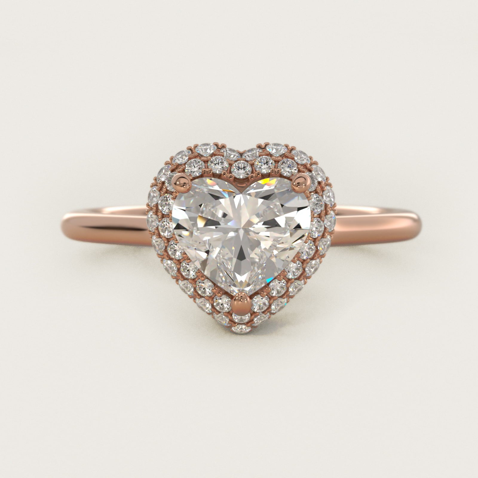 Rollover Halo Diamond Basket Engagement Ring in 14k Rose Gold (3/8 ct. tw) - Heart Center
