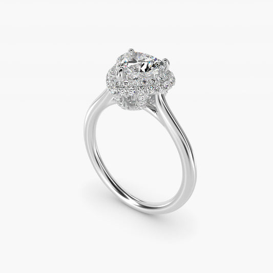 Rollover Halo Diamond Basket Engagement Ring in 14k White Gold (3/8 ct. tw) - Heart Center