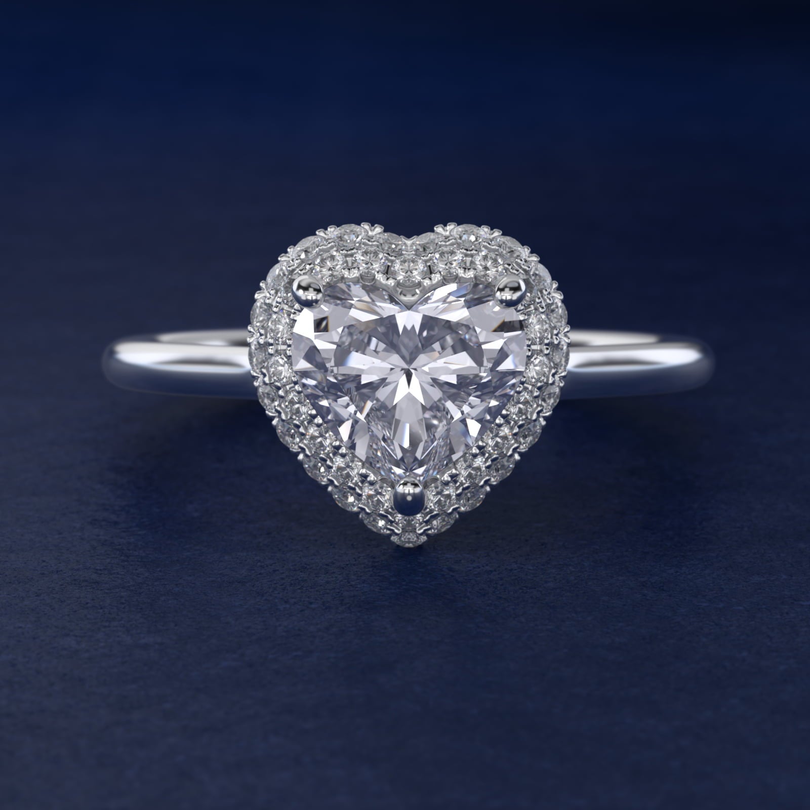 Rollover Halo Diamond Basket Engagement Ring in 14k White Gold (3/8 ct. tw) - Heart Center