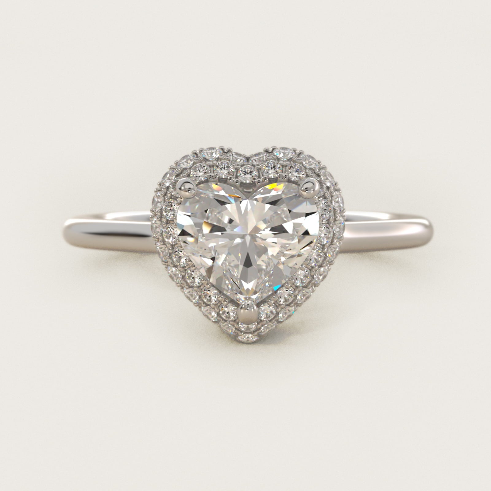 Rollover Halo Diamond Basket Engagement Ring in 14k White Gold (3/8 ct. tw) - Heart Center