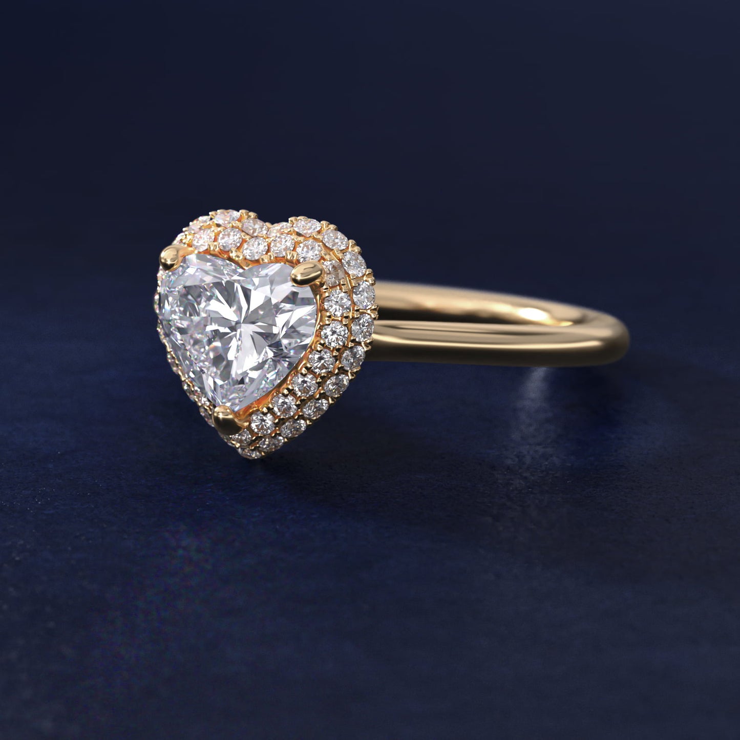 Rollover Halo Diamond Basket Engagement Ring in 14k Yellow Gold (3/8 ct. tw) - Heart Center