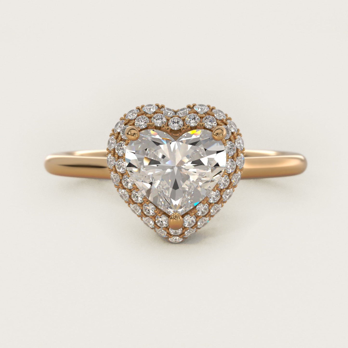 Rollover Halo Diamond Basket Engagement Ring in 14k Yellow Gold (3/8 ct. tw) - Heart Center
