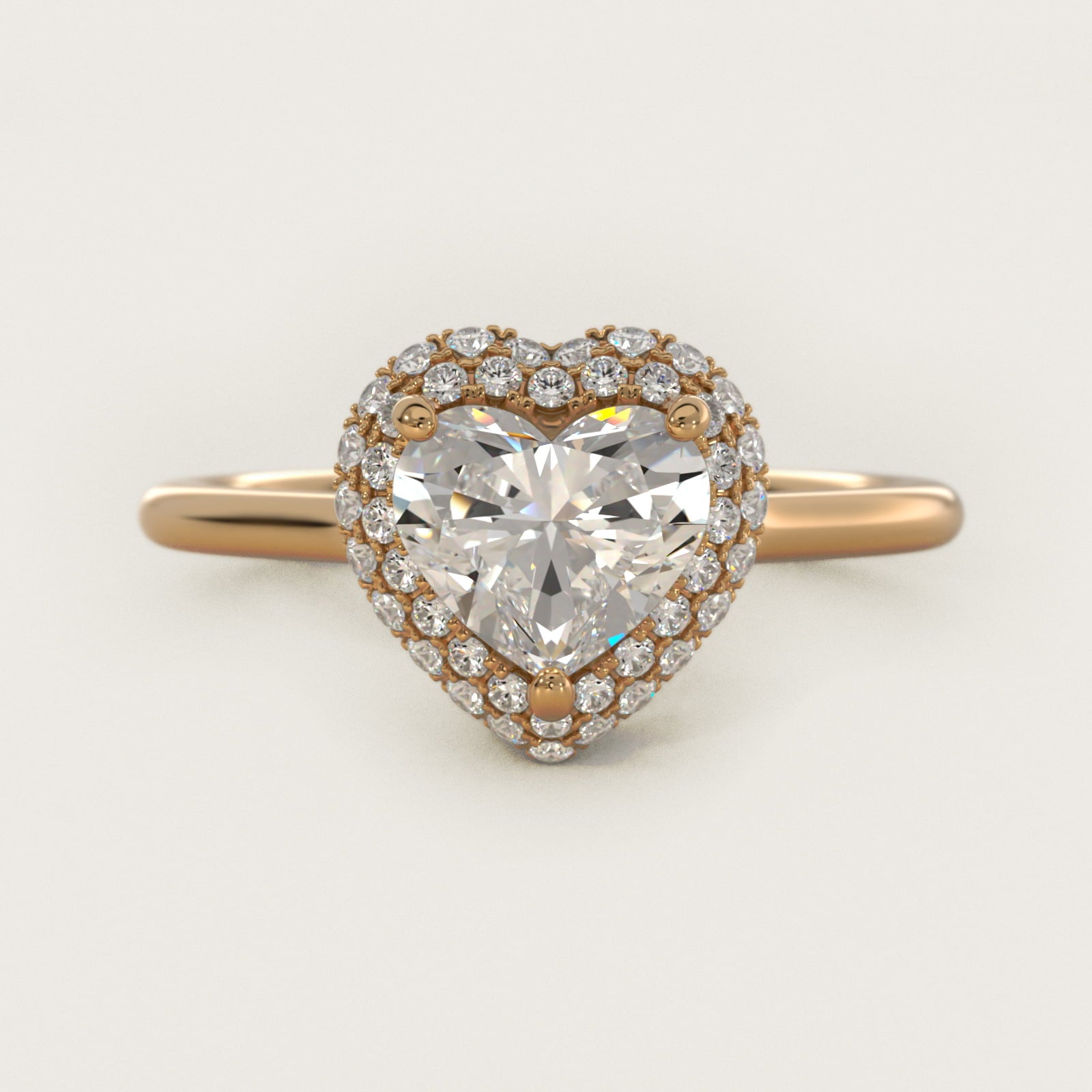 Rollover Halo Diamond Basket Engagement Ring in 14k Yellow Gold (3/8 ct. tw) - Heart Center