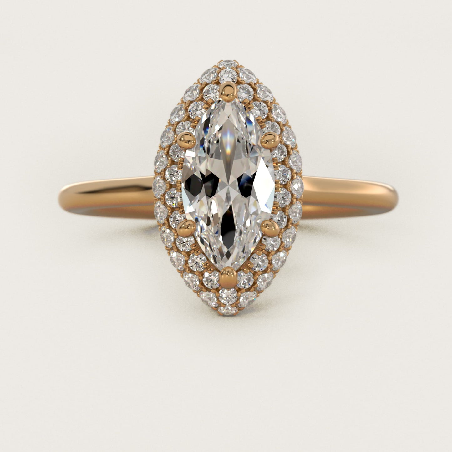 Rollover Halo Diamond Basket Engagement Ring in 14k Yellow Gold (3/8 ct. tw) - Marquise Center