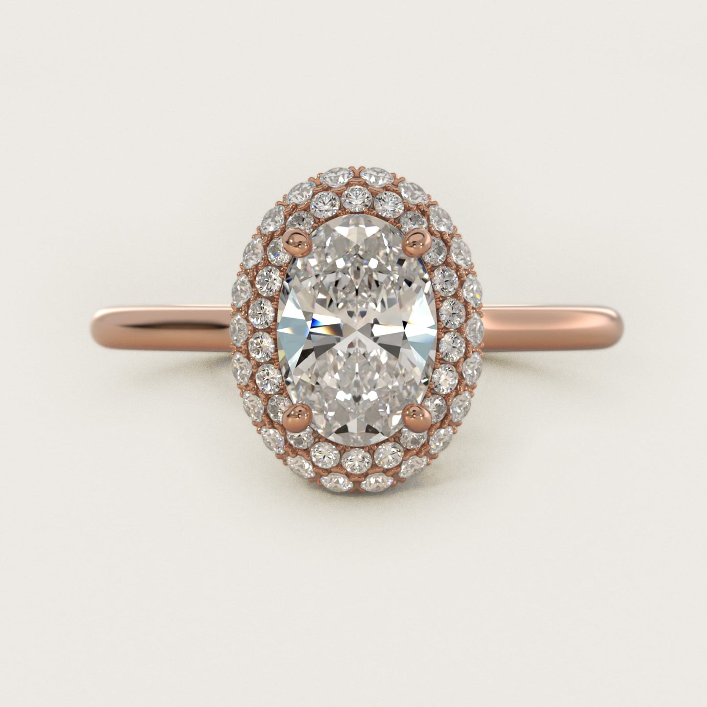 Rollover Halo Diamond Basket Engagement Ring in 14k Rose Gold (3/8 ct. tw) - Oval Center