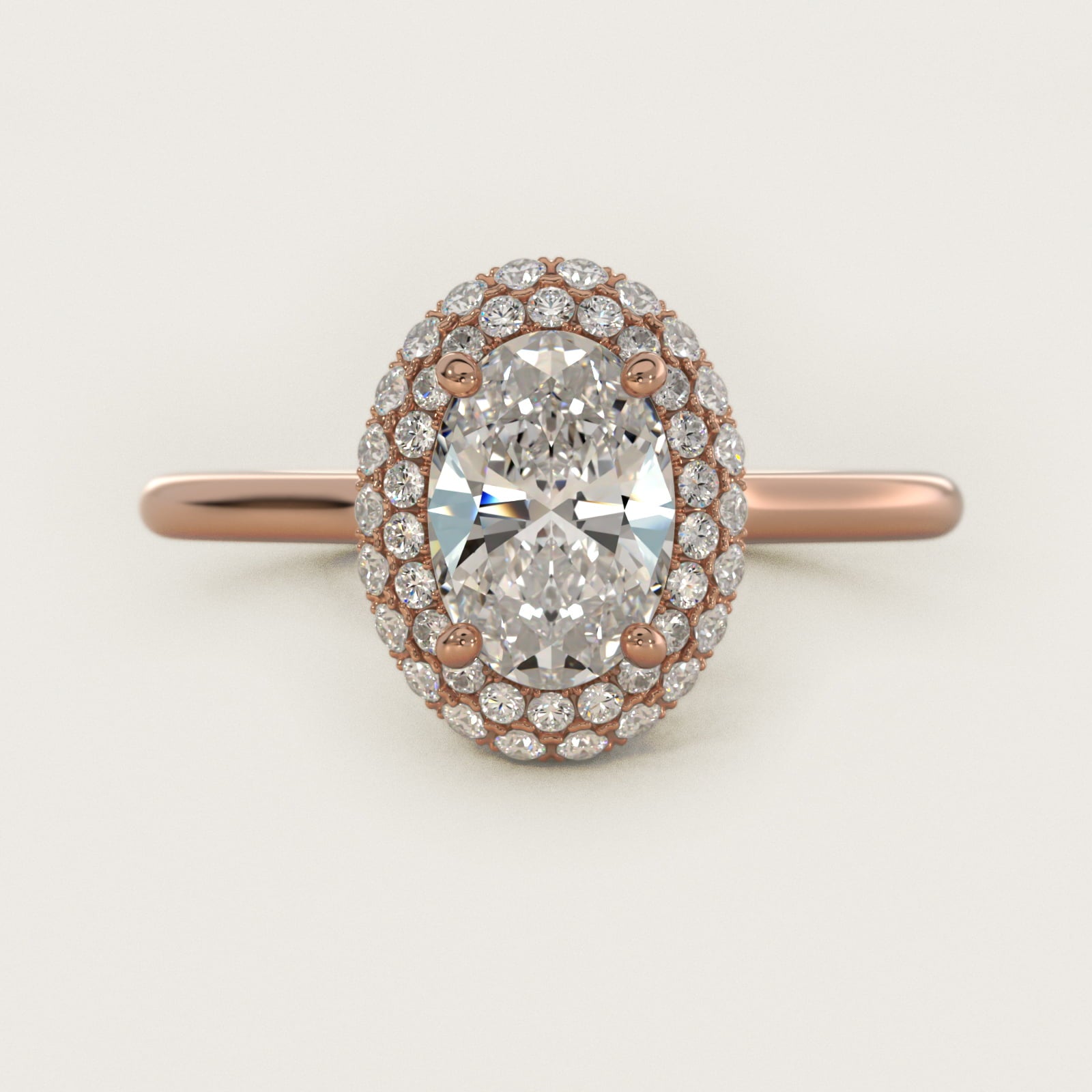 Rollover Halo Diamond Basket Engagement Ring in 14k Rose Gold (3/8 ct. tw) - Oval Center