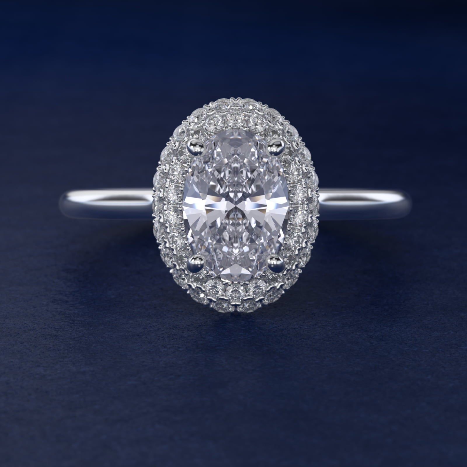 Rollover Halo Diamond Basket Engagement Ring in 14k White Gold (3/8 ct. tw) - Oval Center