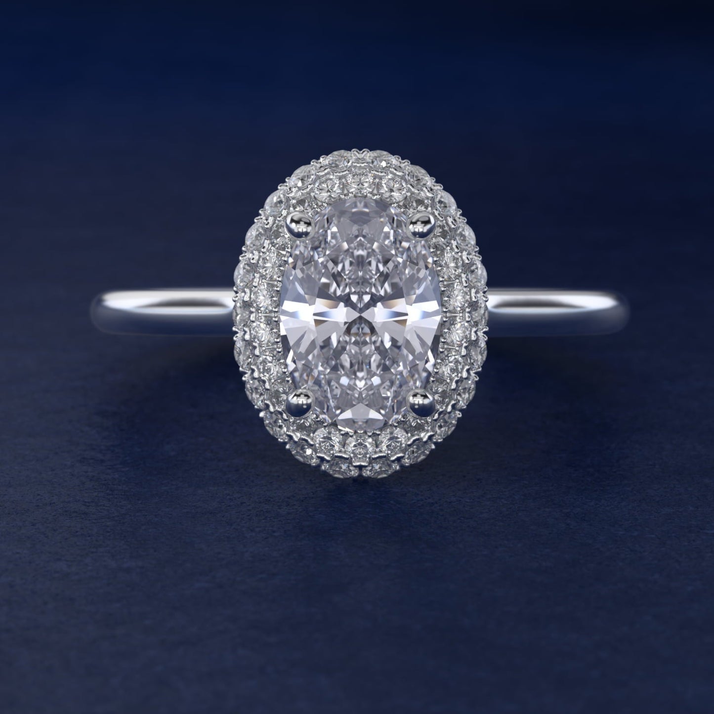 Rollover Halo Diamond Basket Engagement Ring in 18k White Gold (3/8 ct. tw) - Oval Center