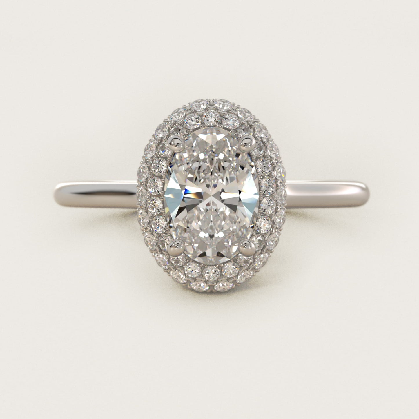 Rollover Halo Diamond Basket Engagement Ring in 14k White Gold (3/8 ct. tw) - Oval Center