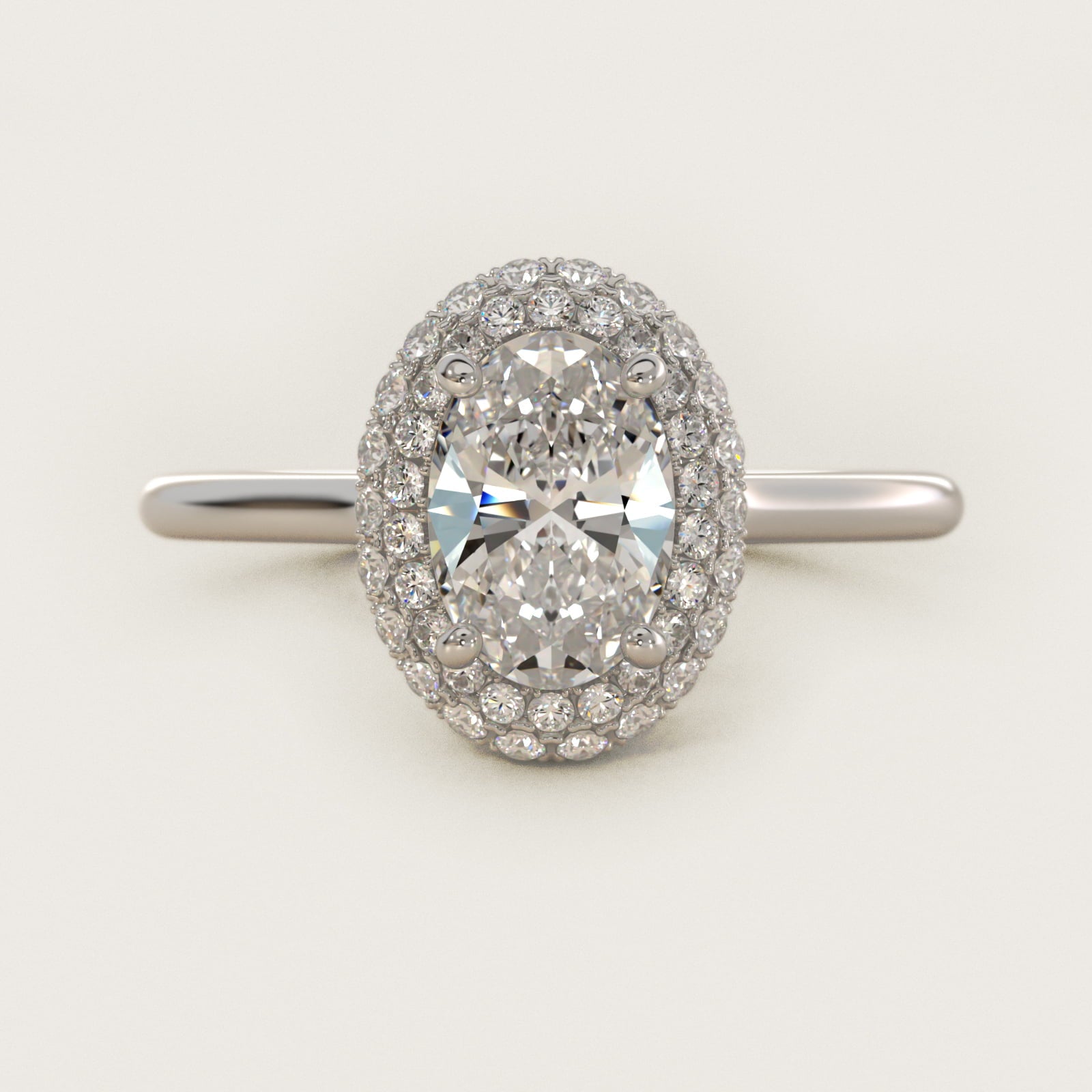 Rollover Halo Diamond Basket Engagement Ring in 14k White Gold (3/8 ct. tw) - Oval Center