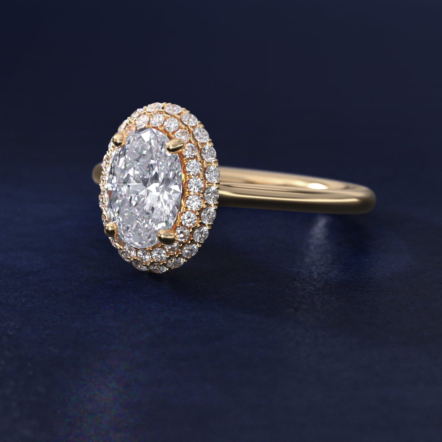 Rollover Halo Diamond Basket Engagement Ring in 14k Yellow Gold (3/8 ct. tw) - Oval Center