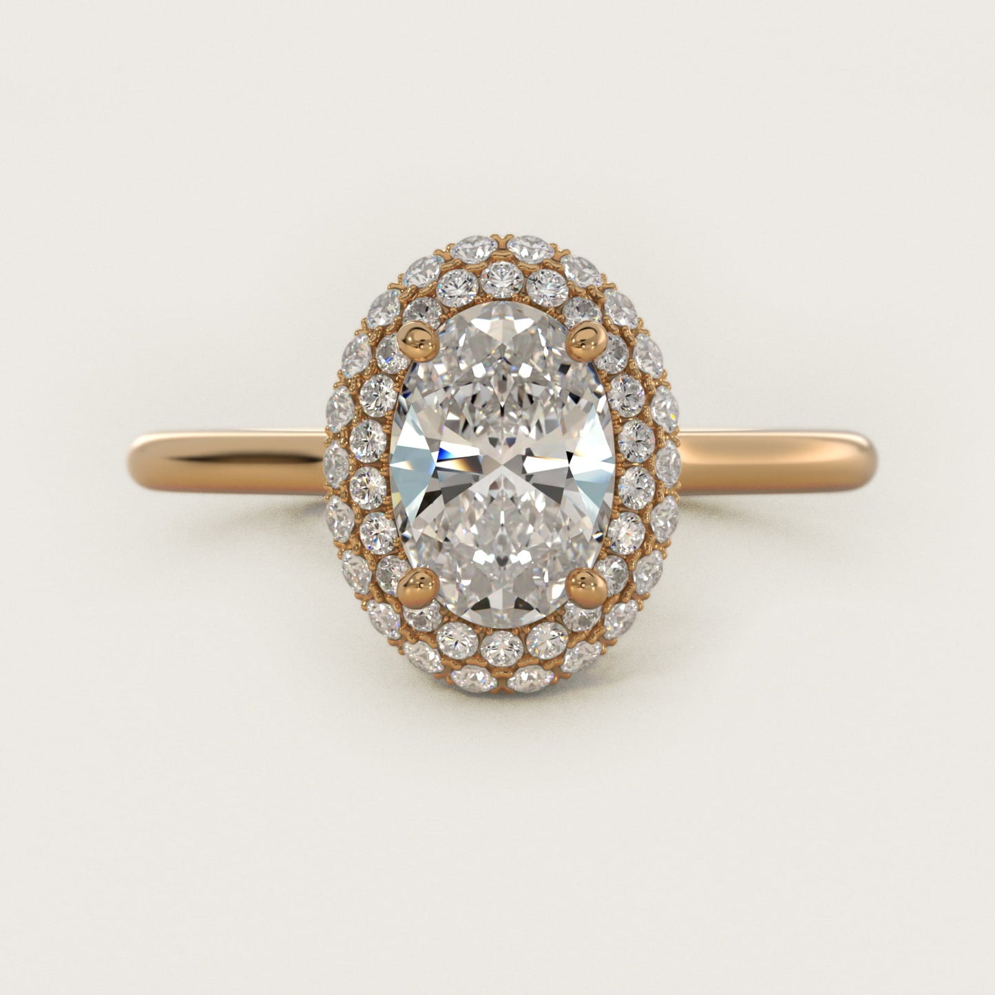 Rollover Halo Diamond Basket Engagement Ring in 14k Yellow Gold (3/8 ct. tw) - Oval Center