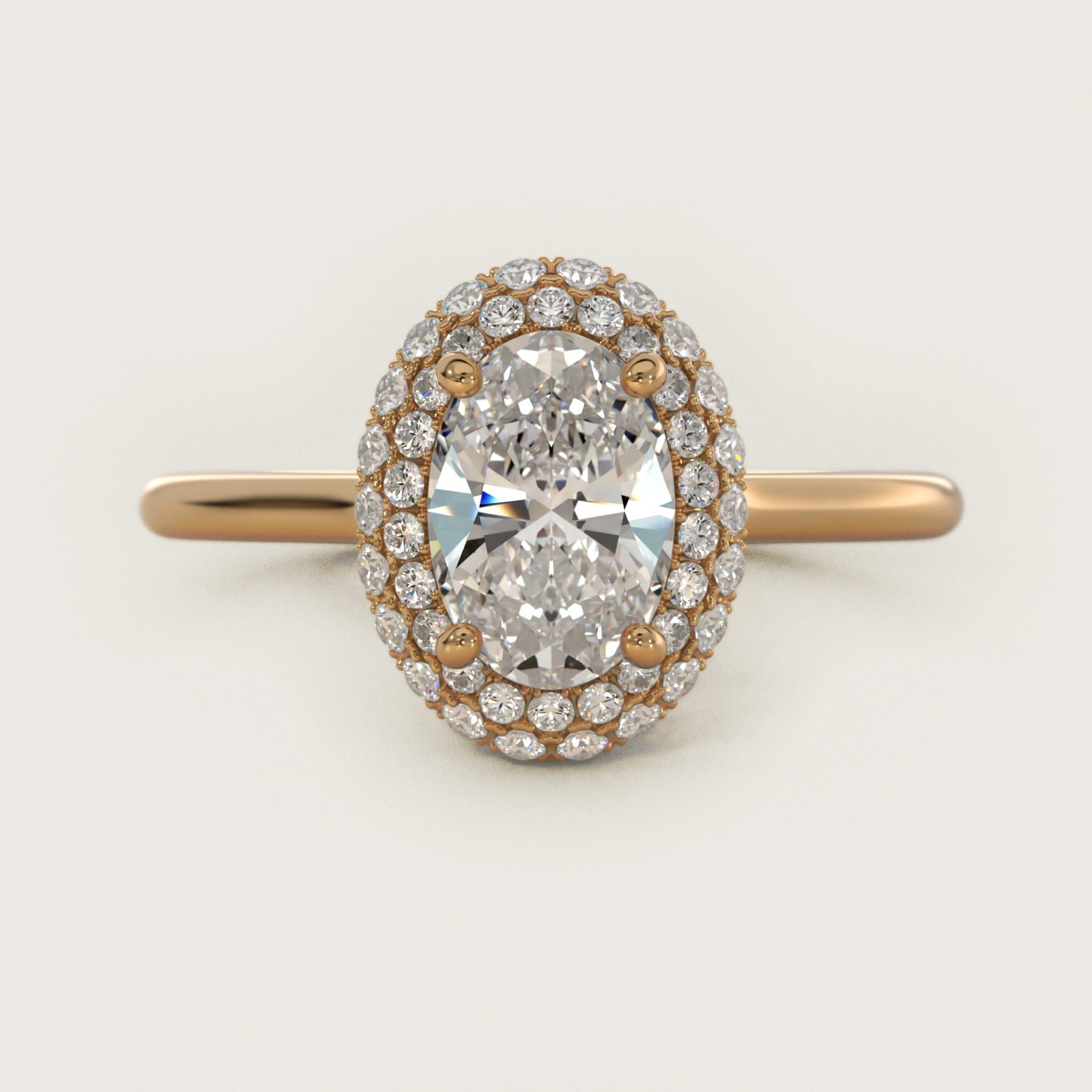 Rollover Halo Diamond Basket Engagement Ring in 14k Yellow Gold (3/8 ct. tw) - Oval Center