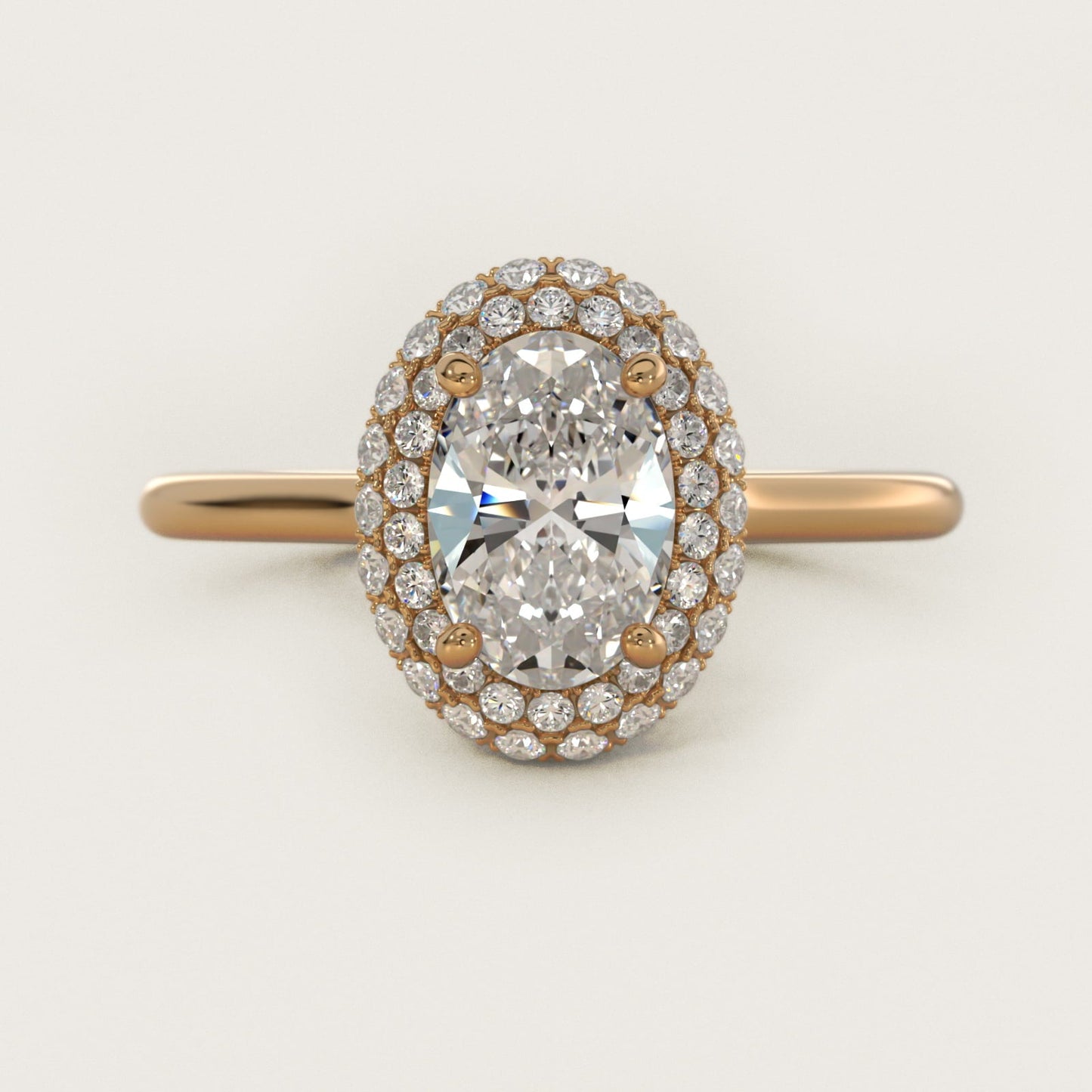 Rollover Halo Diamond Basket Engagement Ring in 18k Yellow Gold (3/8 ct. tw) - Oval Center
