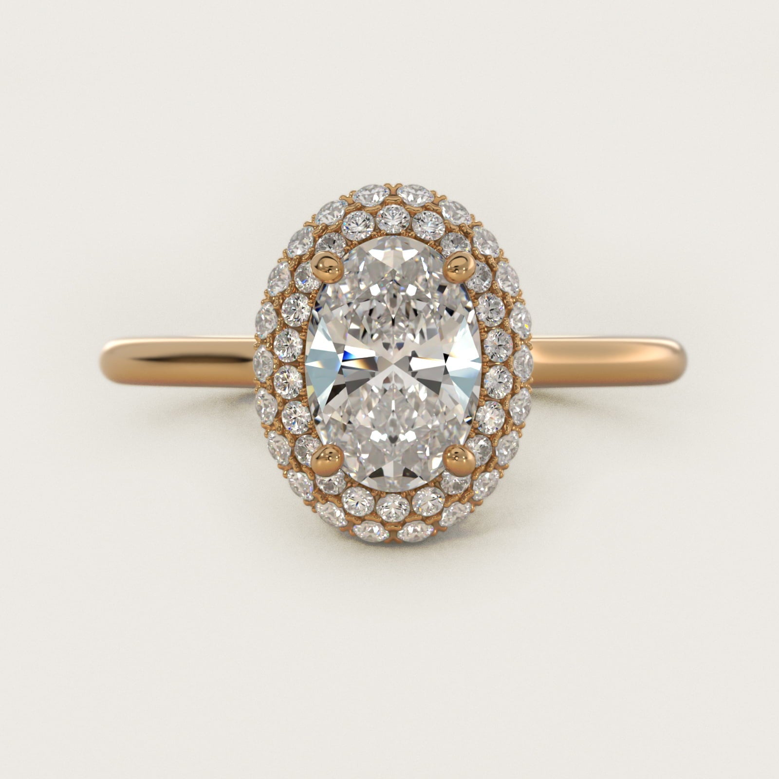 Rollover Halo Diamond Basket Engagement Ring in 18k Yellow Gold (3/8 ct. tw) - Oval Center